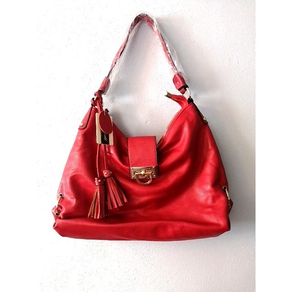 Mellow World Handbags - Mellow World Womens Handbag Red XL Purse Leather Zip Clasp Single Handle NEW